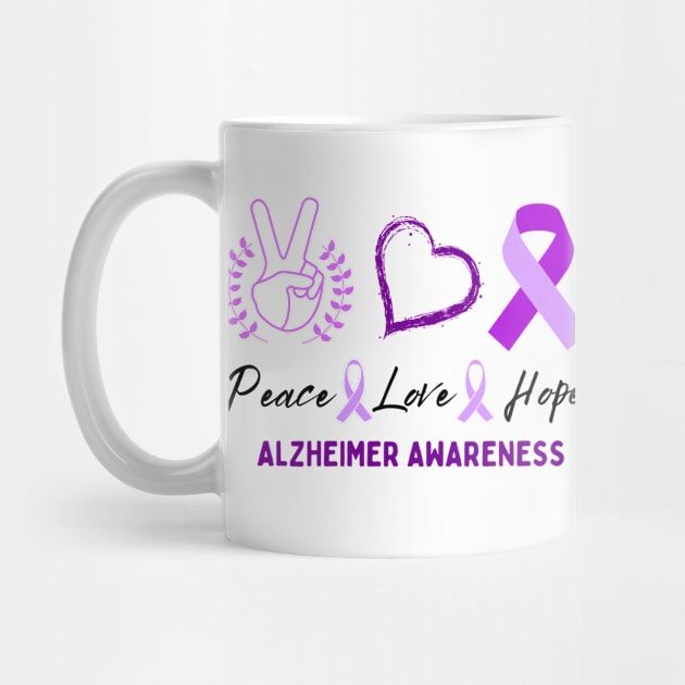 Peace Love Alzheimer Awareness by Cor Designs